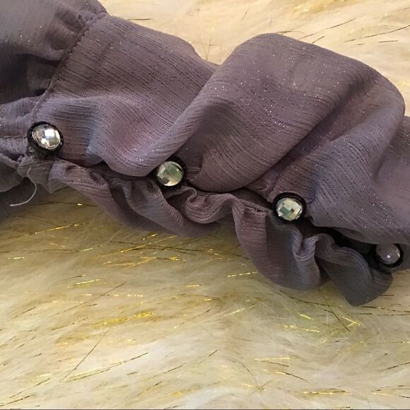 Grey metallic lavender Chiffon 2 in 1 Blouse - Picture 2 of 14